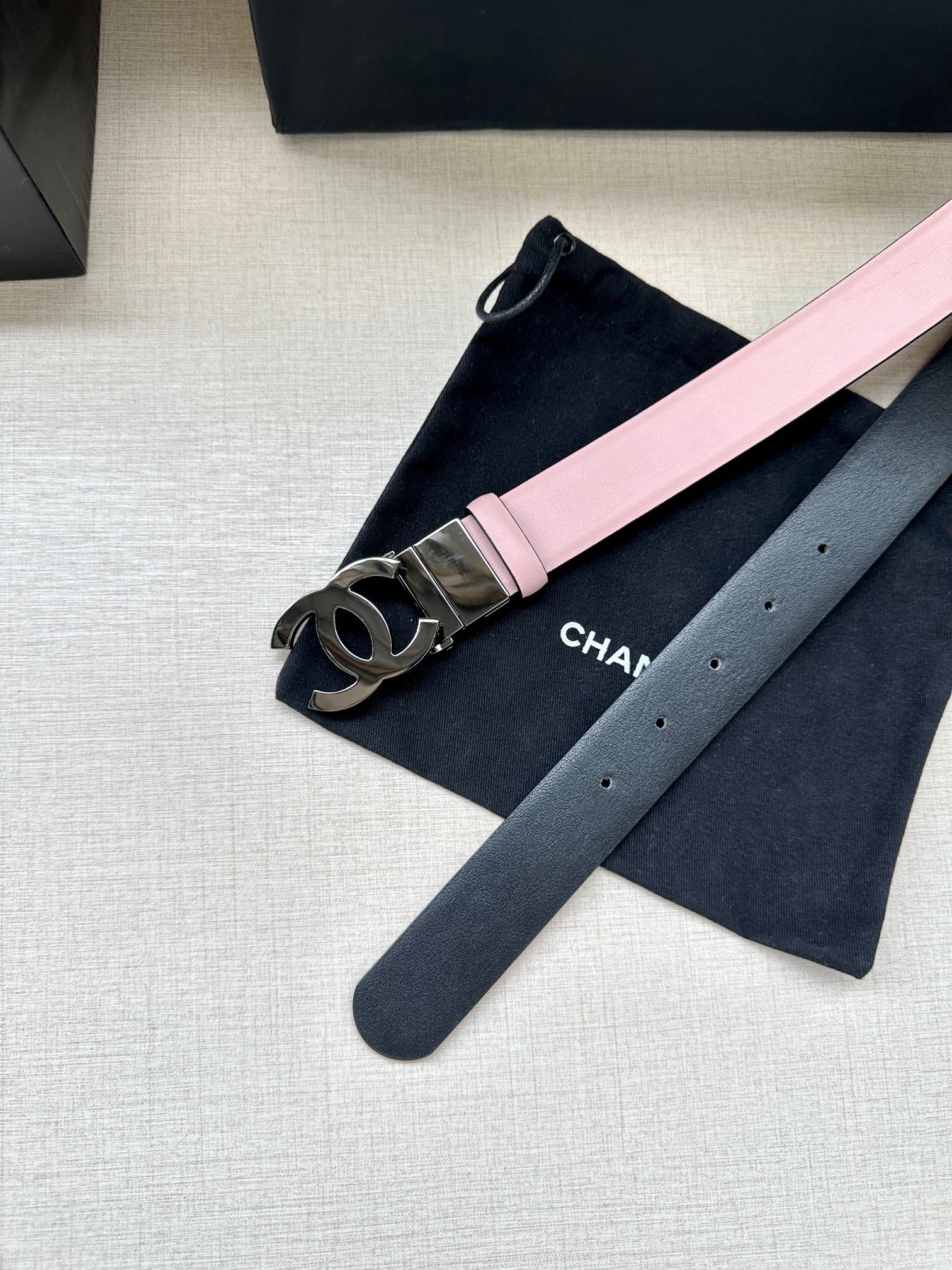 Chanel Pale Pink Silver Belt - Image 5