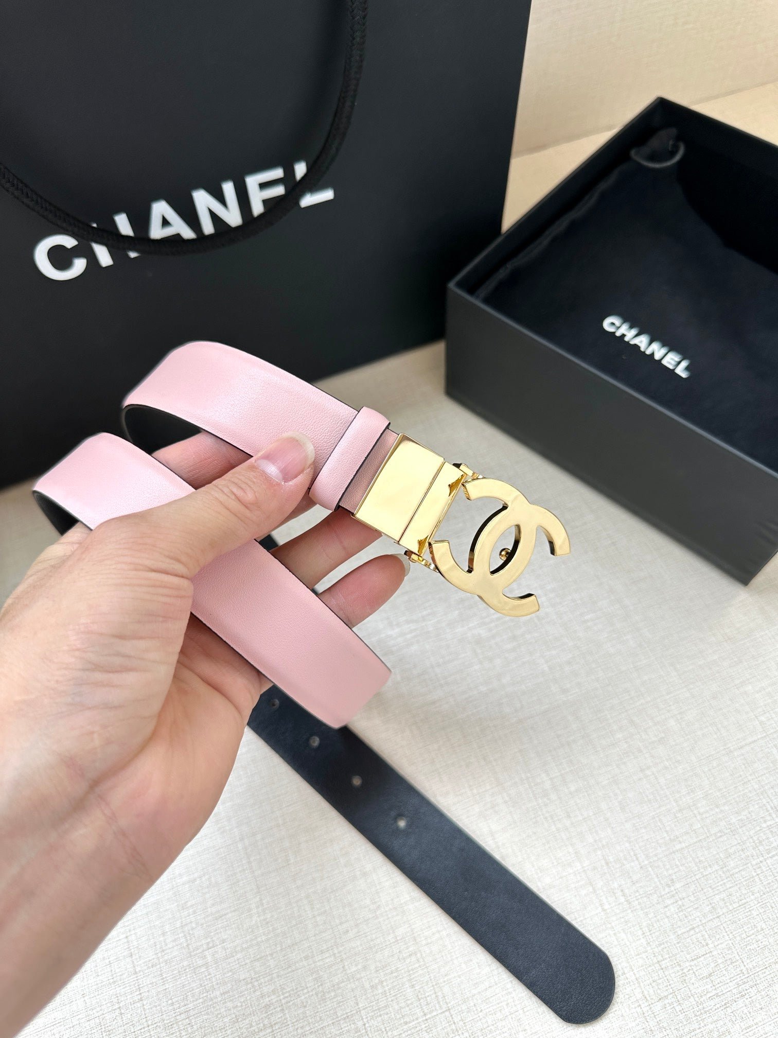Alternative view of Chanel Pink Gold Buckle Belt