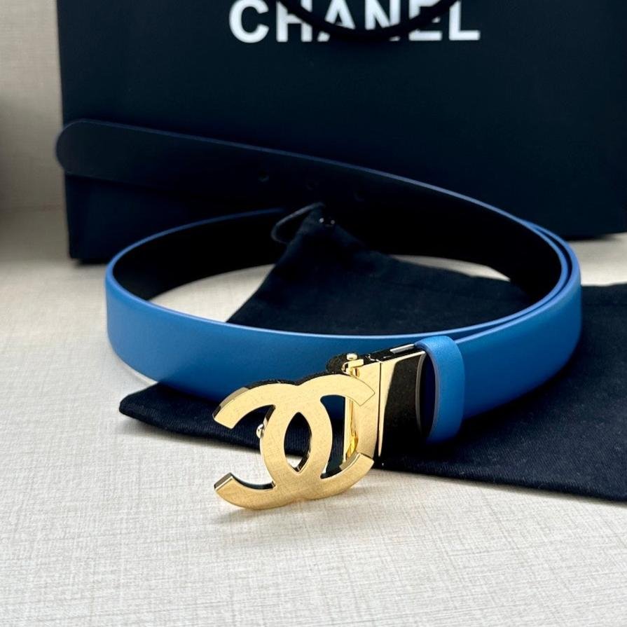 Chanel Blue Gold Buckle Belt