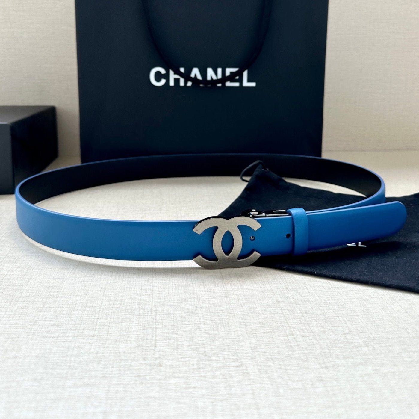 Chanel Bright Blue Silver Belt