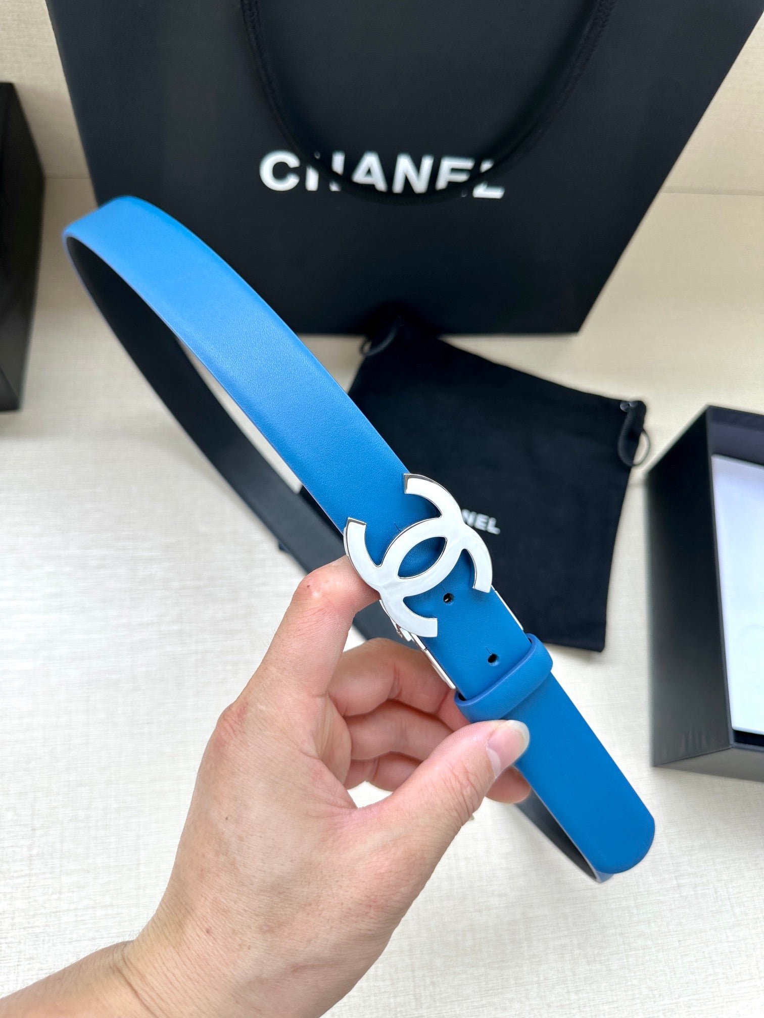 Alternative view of Chanel Bright Blue Silver Belt