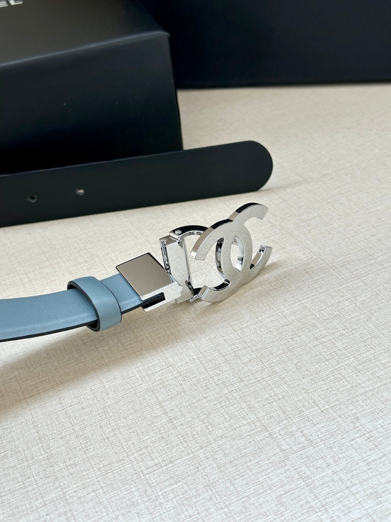 Chanel Blue Silver Buckle Belt - Image 4