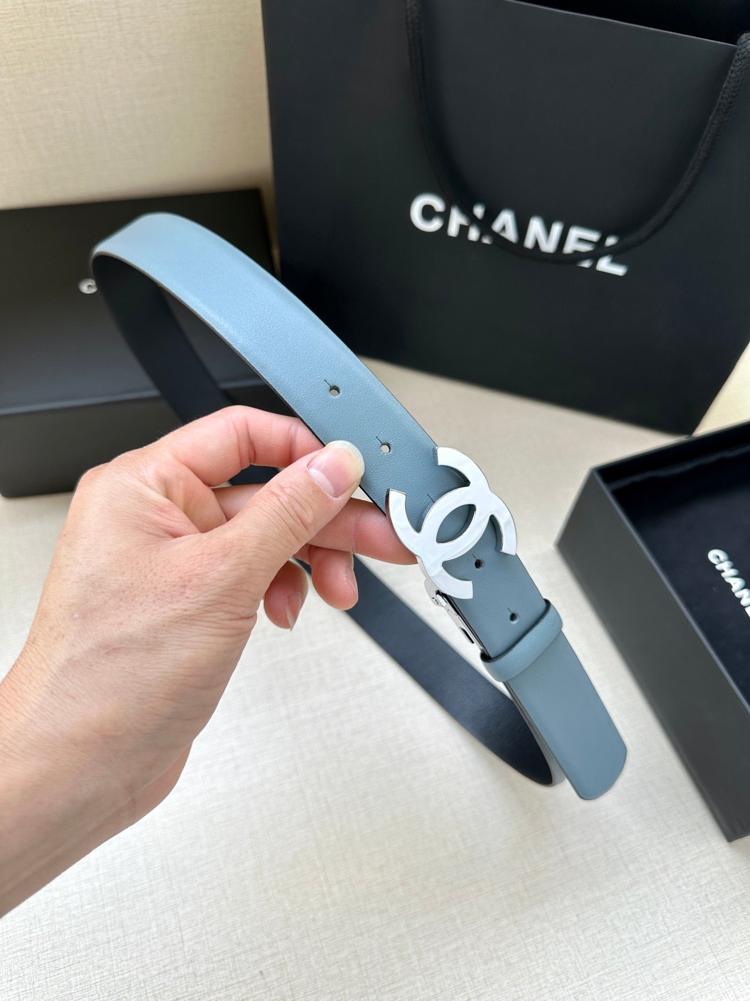 Alternative view of Chanel Blue Silver Buckle Belt