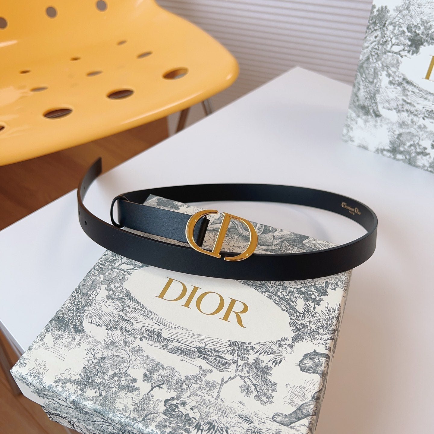 Dior Black Smooth CD Belt