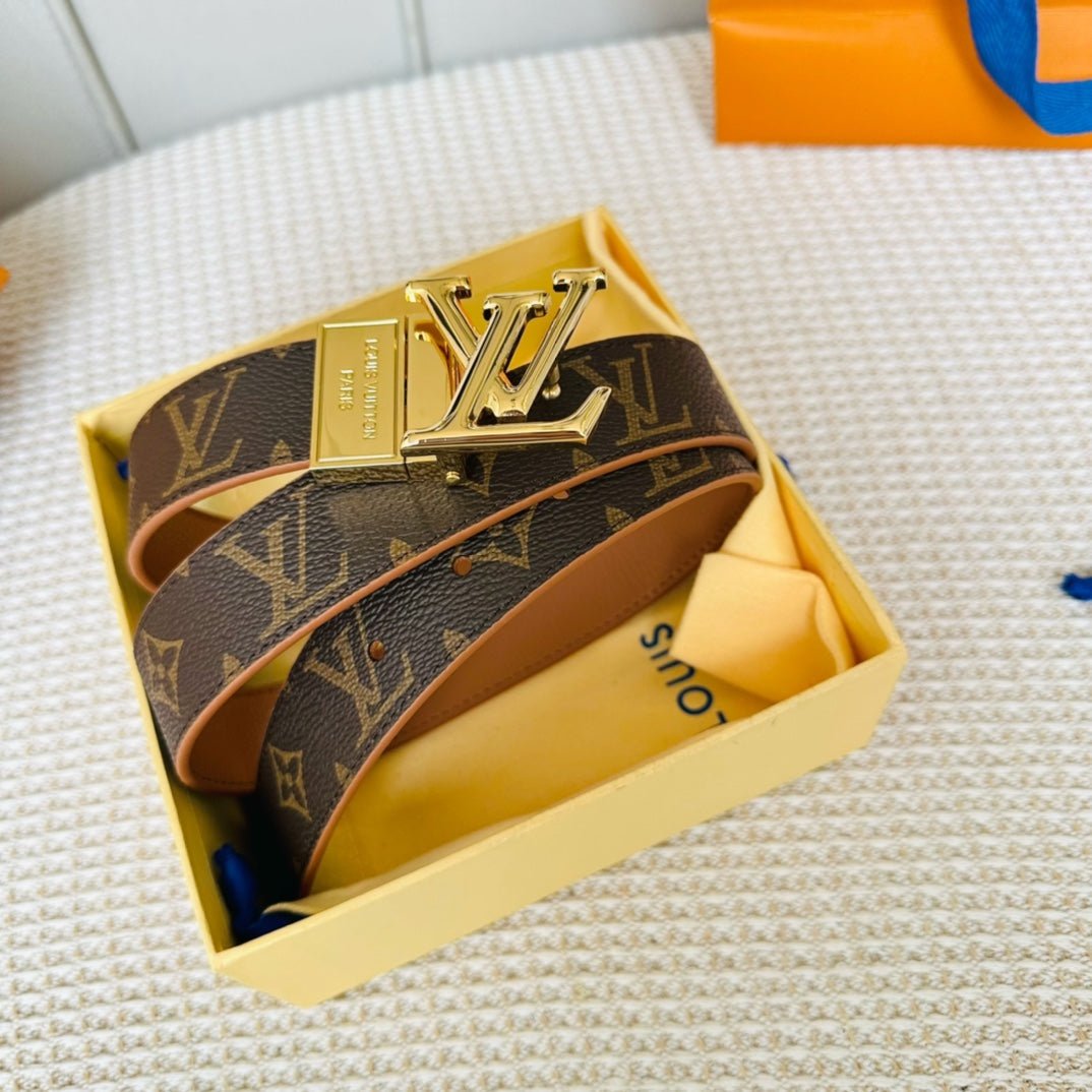 Alternative view of LV Initiales 30mm Reversible Belt Gold Rotating Buckle Tan Brown Leather