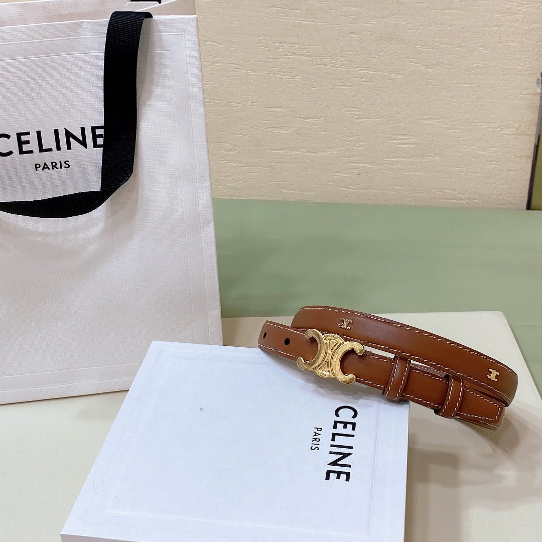Alternative view of CELINE Tan Gold Triomphe Belt