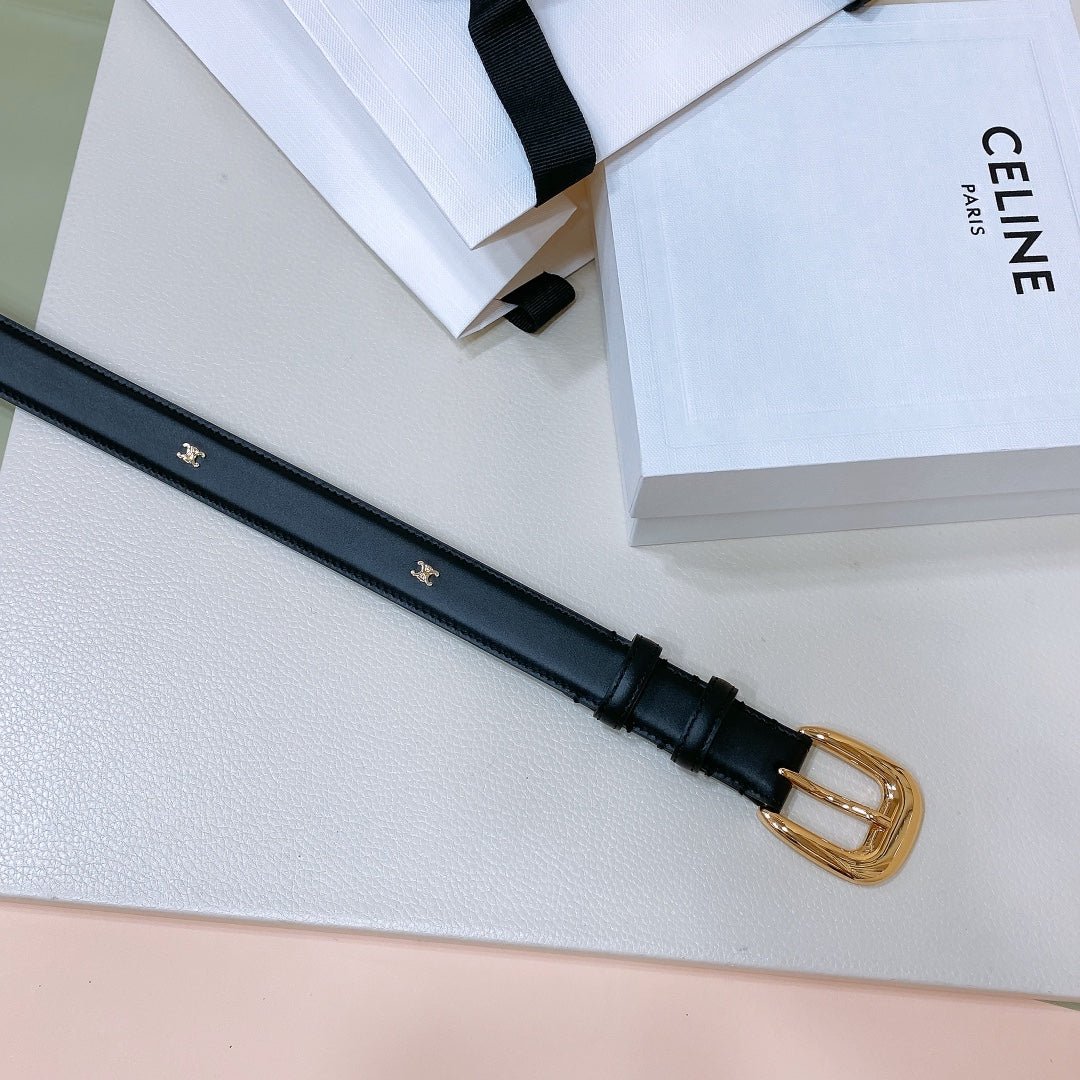 CELINE Black Gold Buckle Belt - Image 6