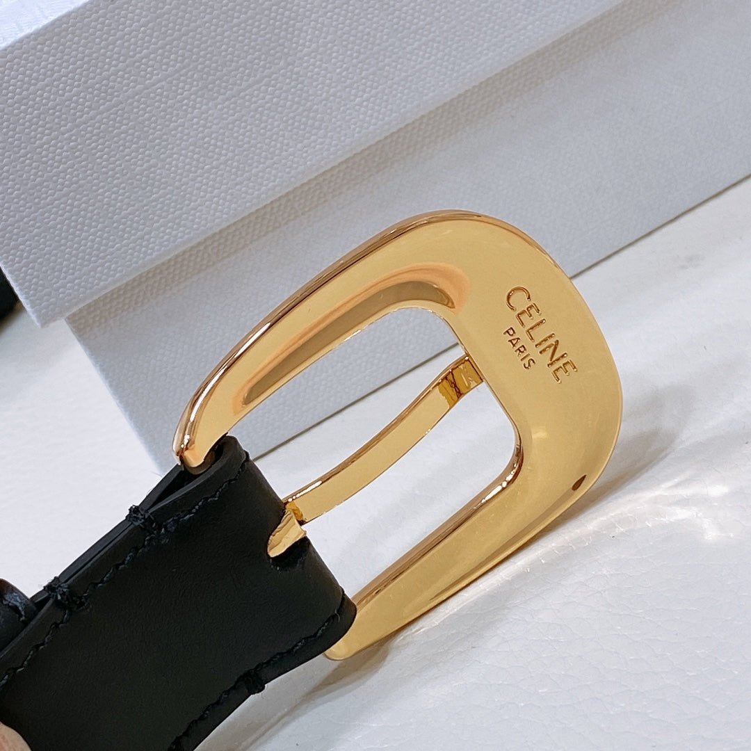 CELINE Black Gold Buckle Belt - Image 5