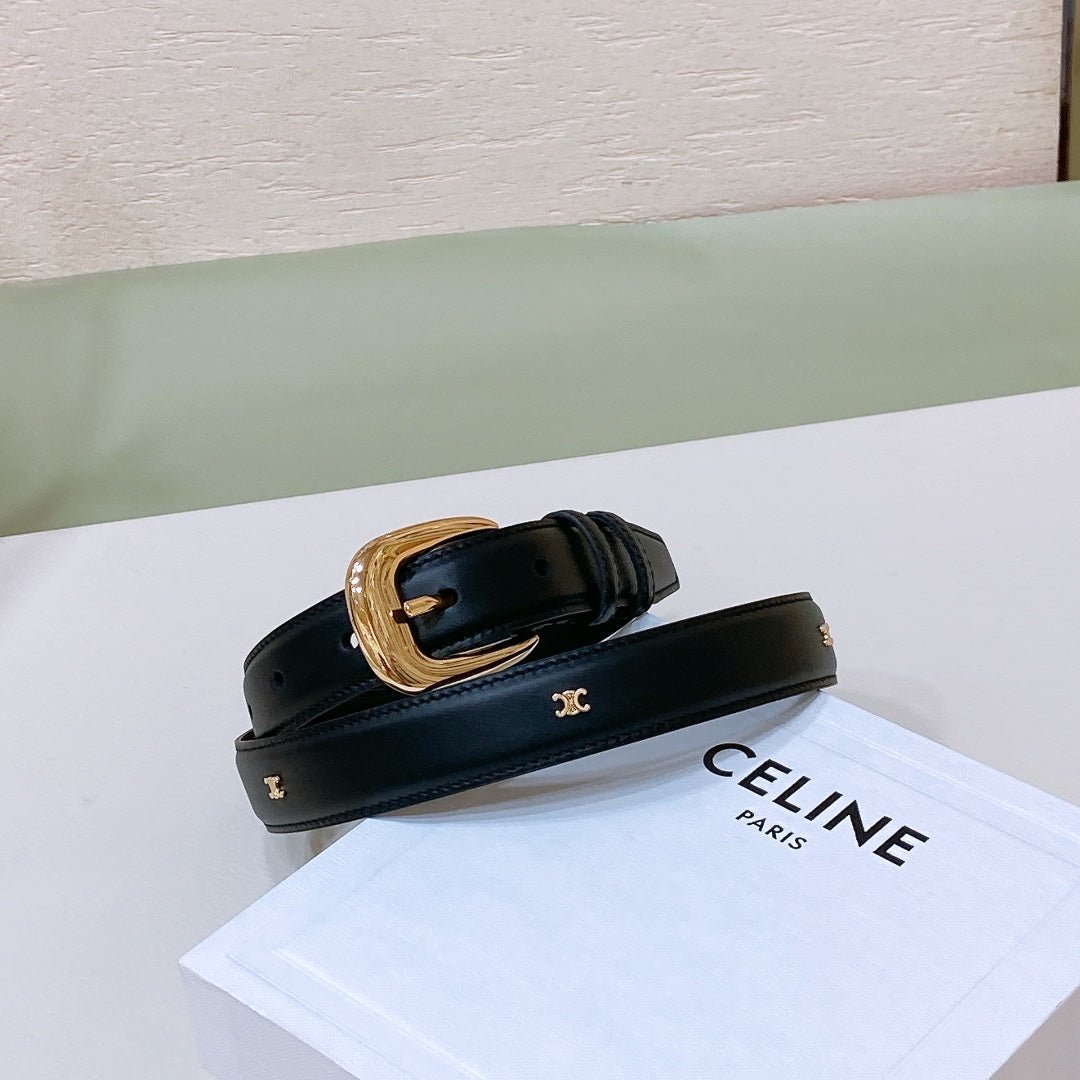 Alternative view of CELINE Black Gold Buckle Belt