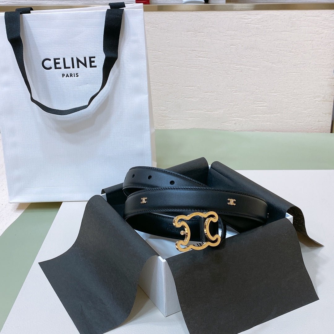 Alternative view of CELINE Black Gold Hollow Belt