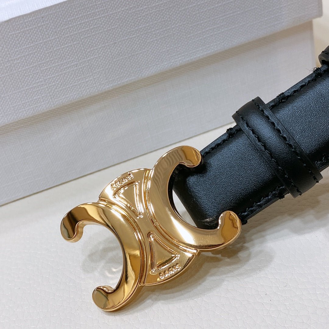CELINE Black Gold Triomphe Belt - Image 6
