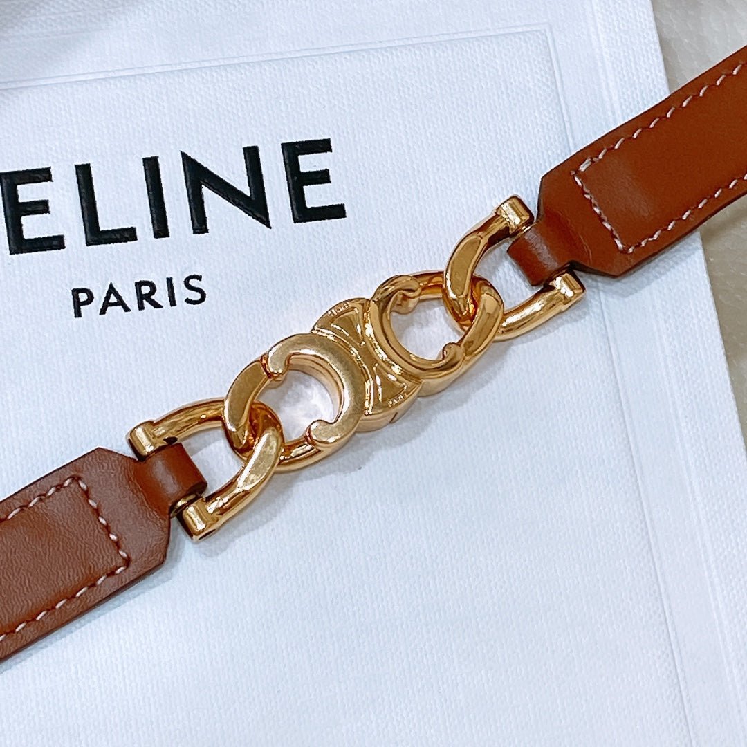 CELINE Tan Gold Chain Belt - Image 3