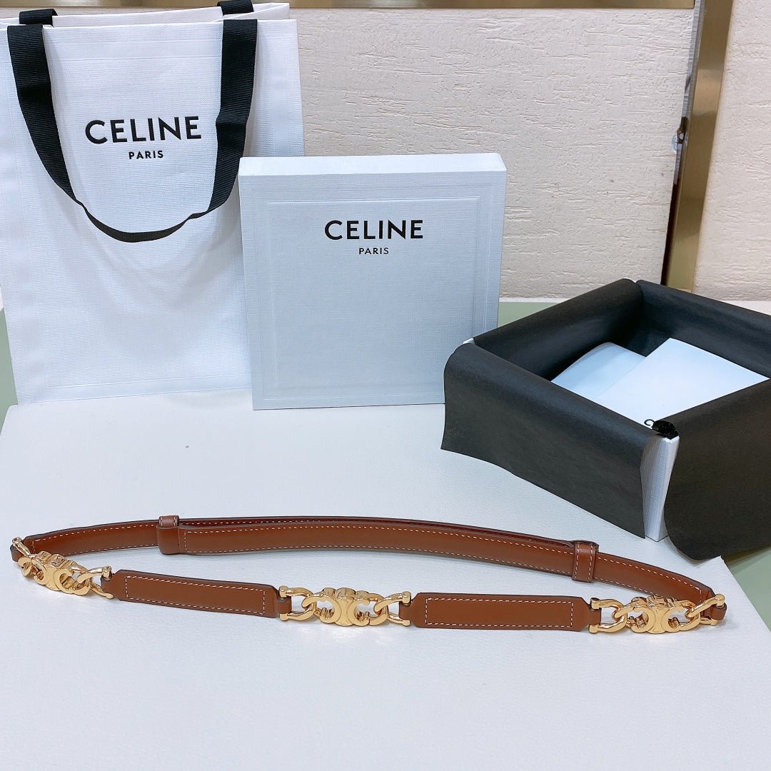Alternative view of CELINE Tan Gold Chain Belt