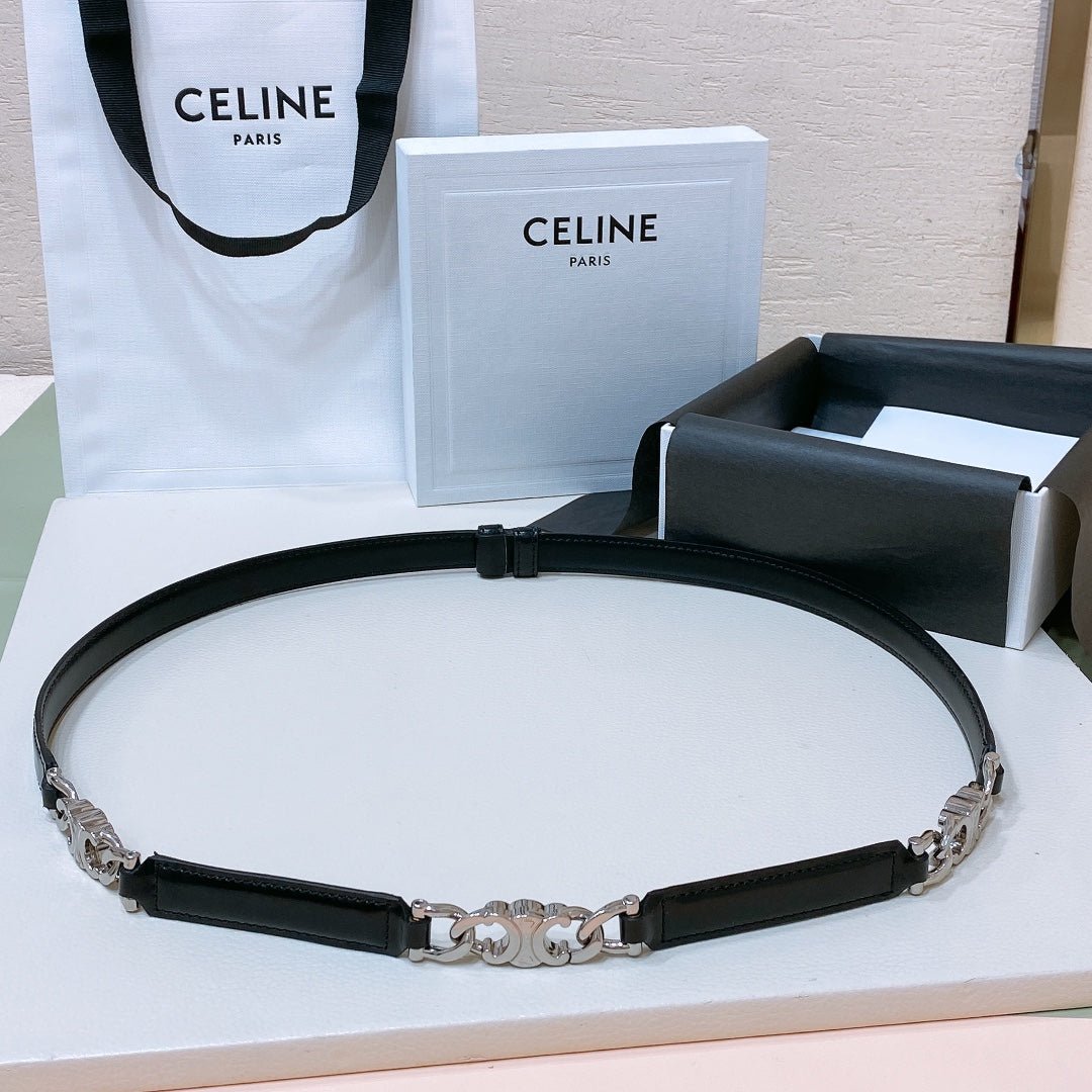 CELINE Black Triomphe Chain Belt