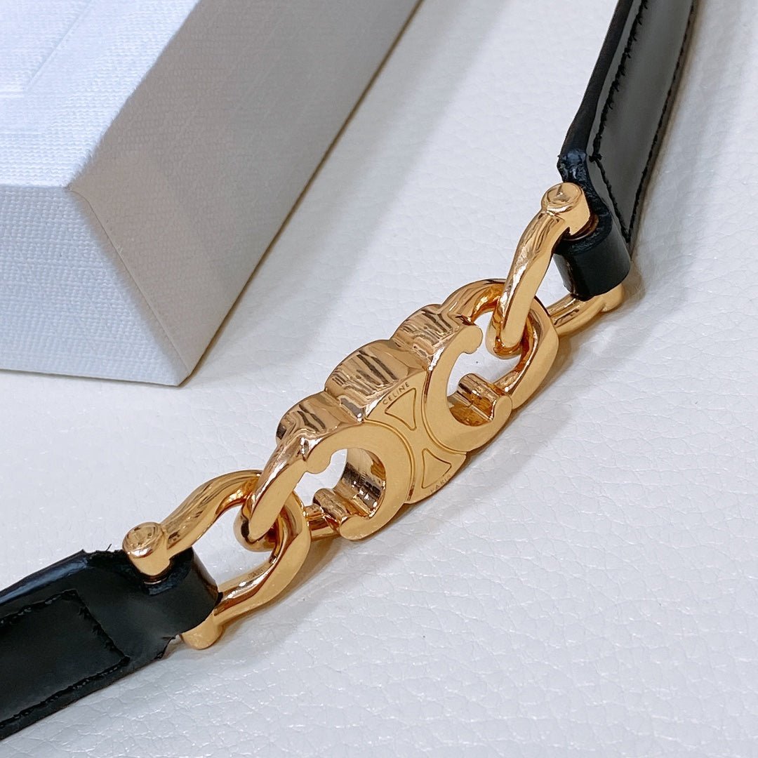 CELINE Black Triomphe Chain Belt - Image 3