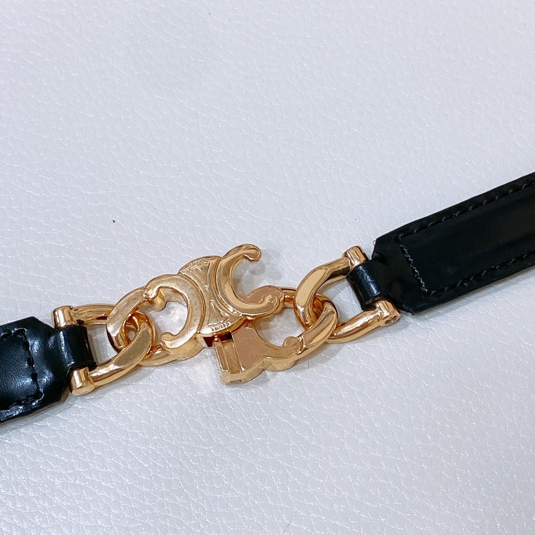 CELINE Black Triomphe Chain Belt - Image 5