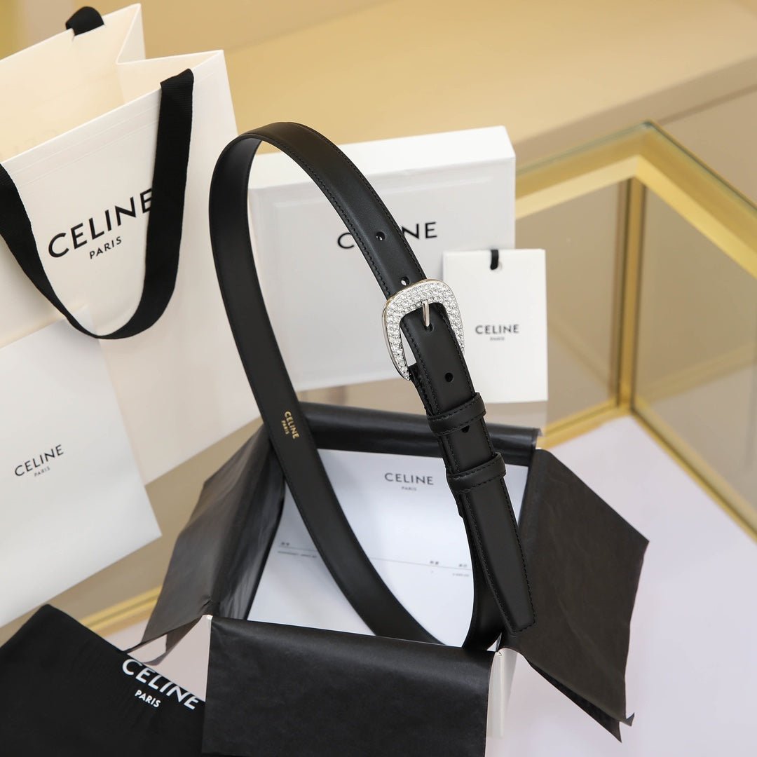 Alternative view of CELINE Black Crystal Silver Belt