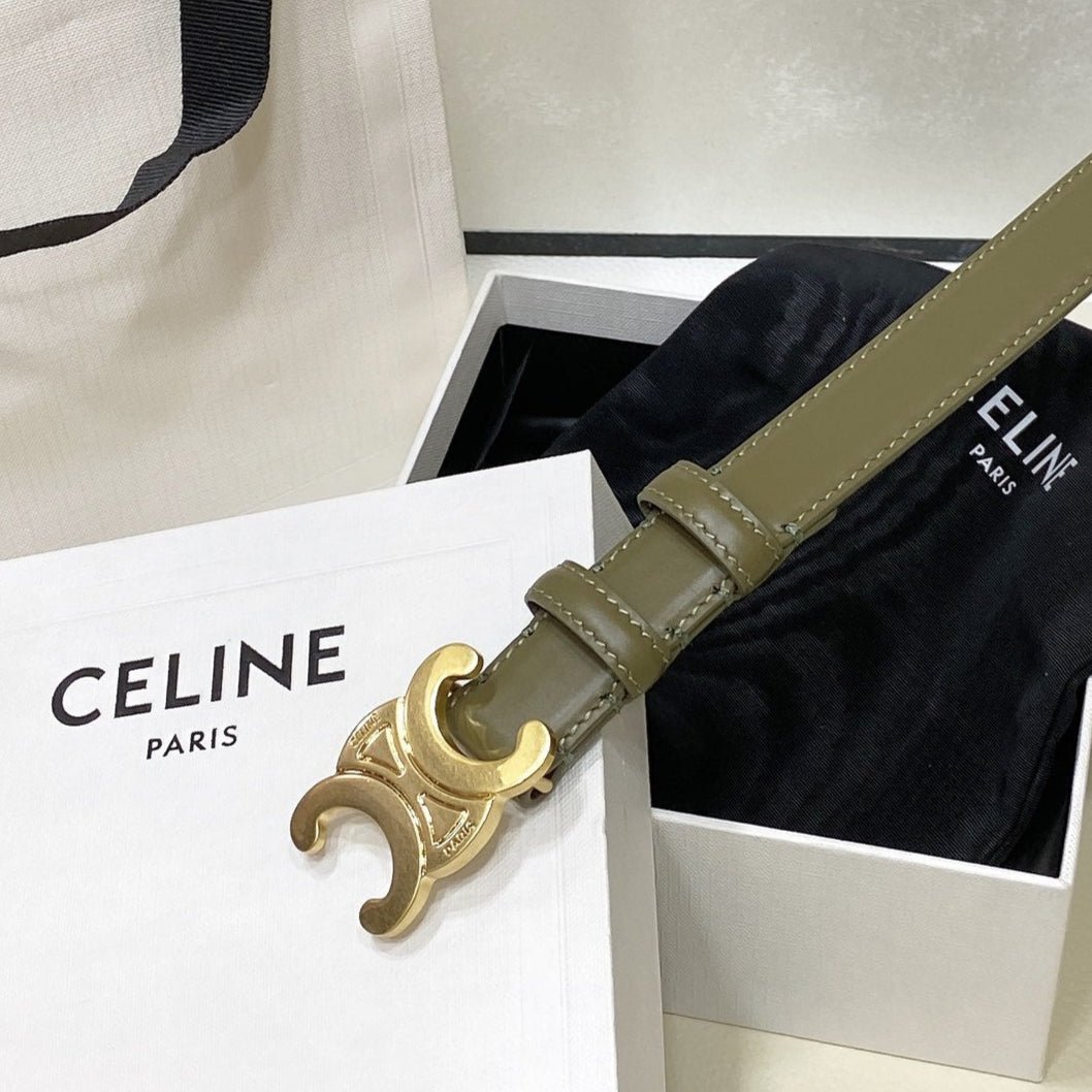 CELINE Olive Gold Triomphe Belt
