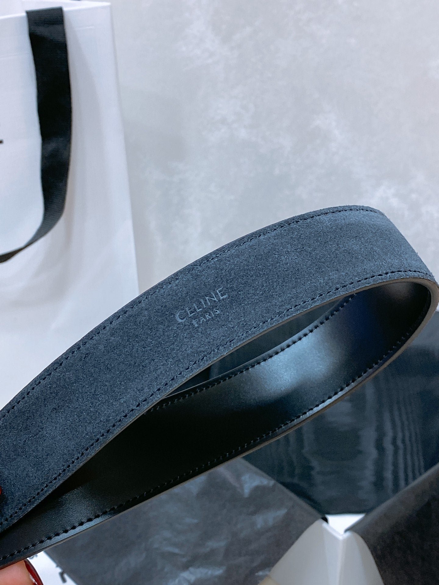 CELINE Black Silver Triomphe Belt - Image 3