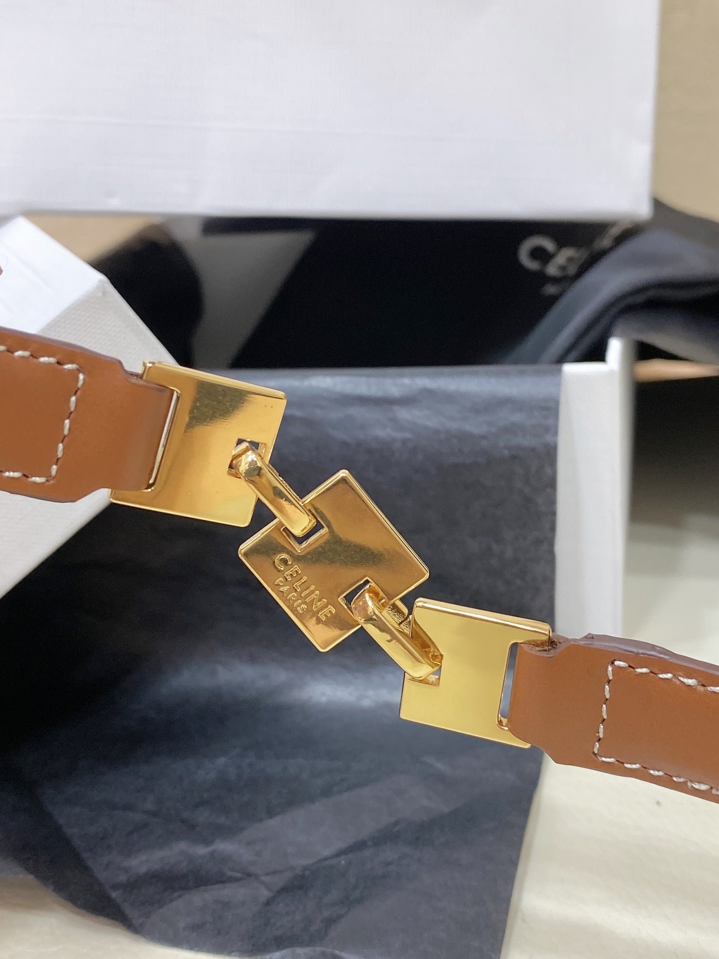 CELINE Tan Chain Link Belt - Image 6