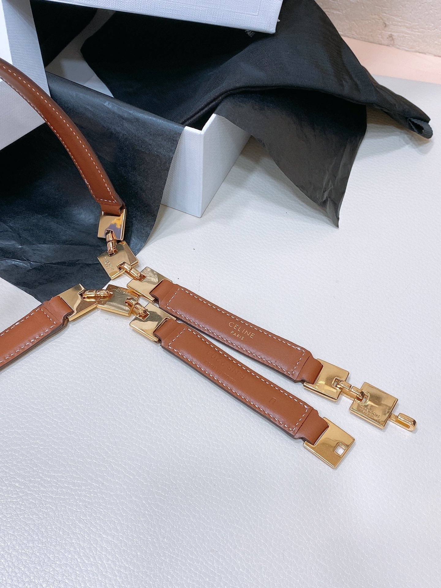 CELINE Tan Chain Link Belt - Image 3