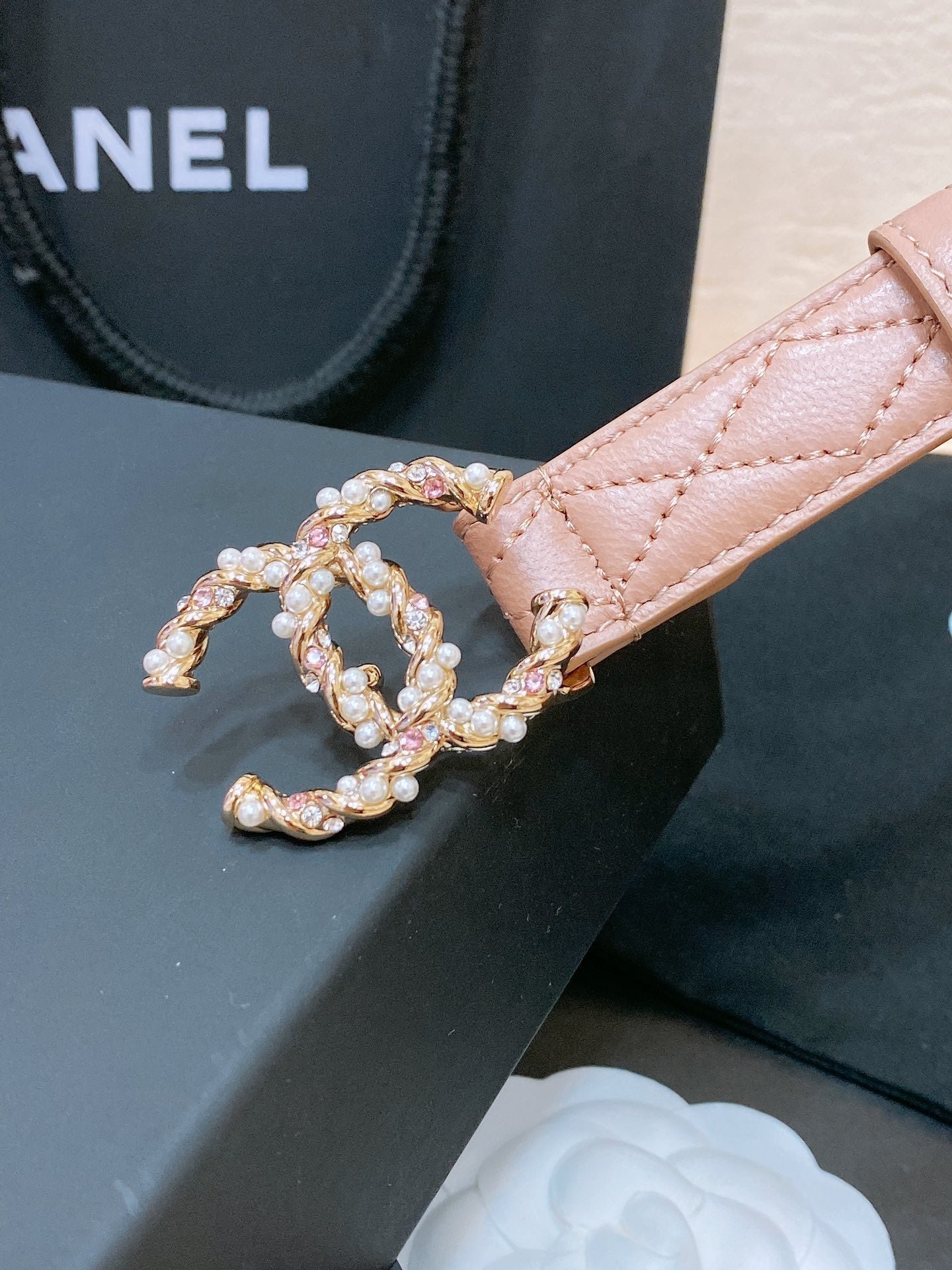 Chanel Nude Quilted Leather Belt - Image 3