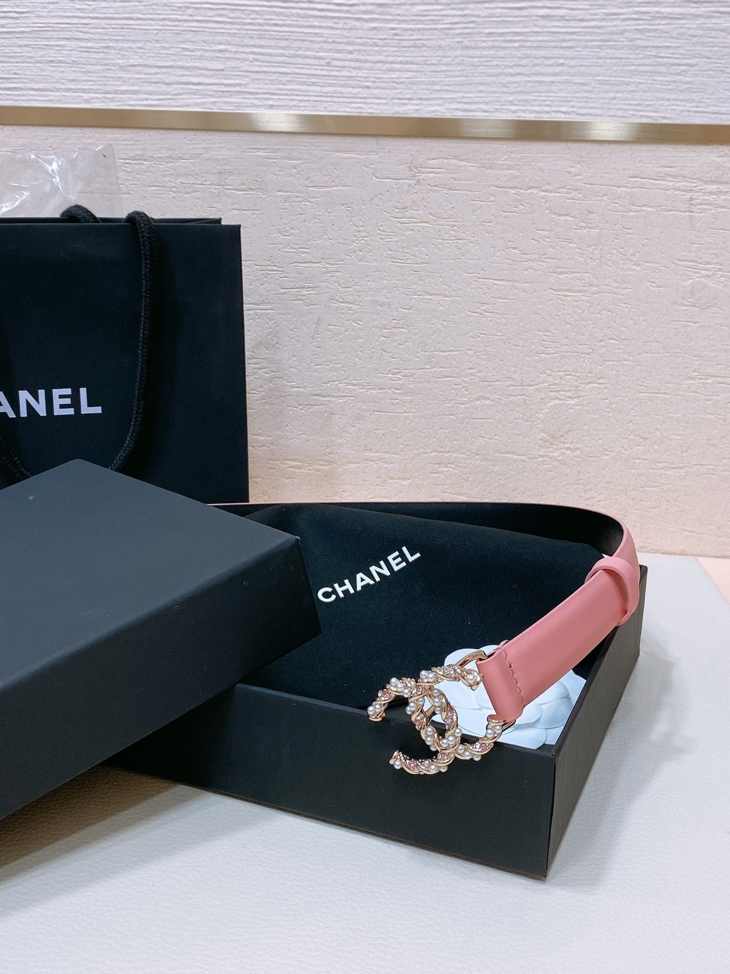 Alternative view of Chanel Pink Slim Crystal Belt