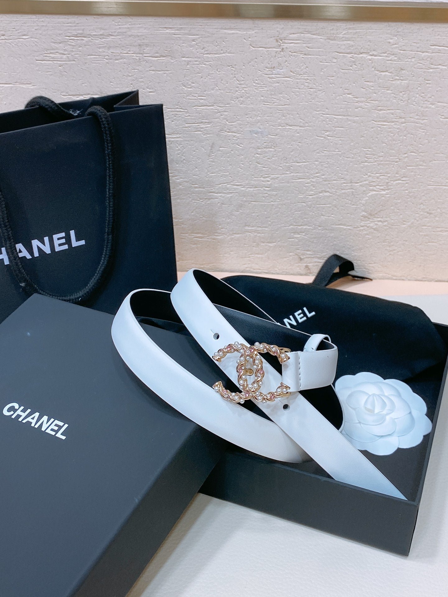 Alternative view of Chanel Slim White Crystal Belt