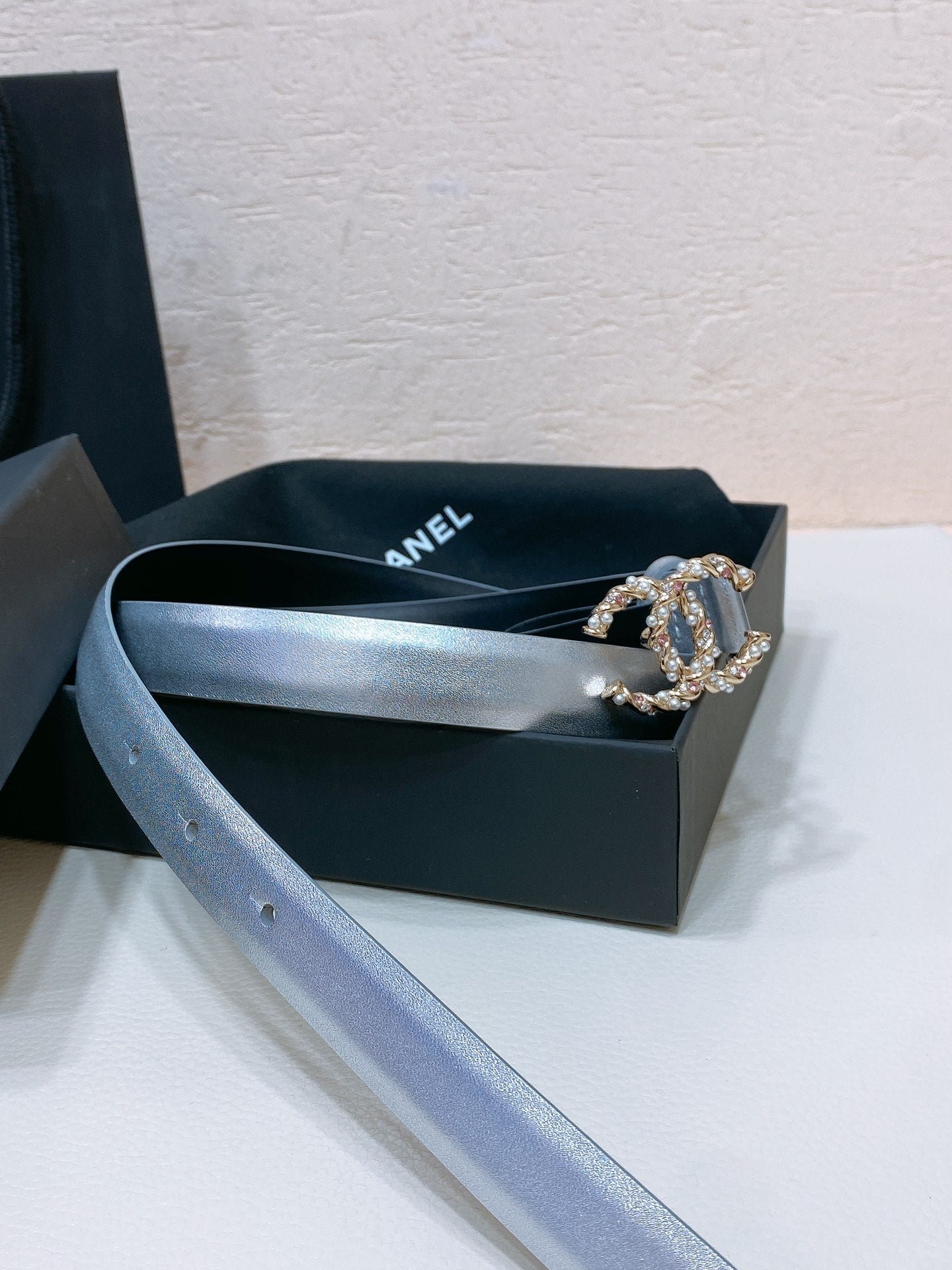 Alternative view of Chanel Metallic Silver Slim Belt