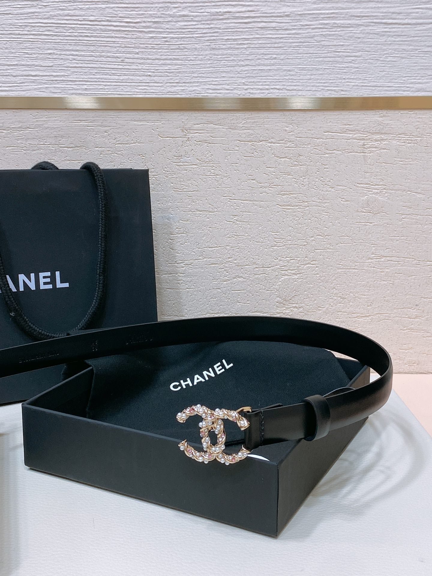 Alternative view of Chanel Slim Black Crystal Belt