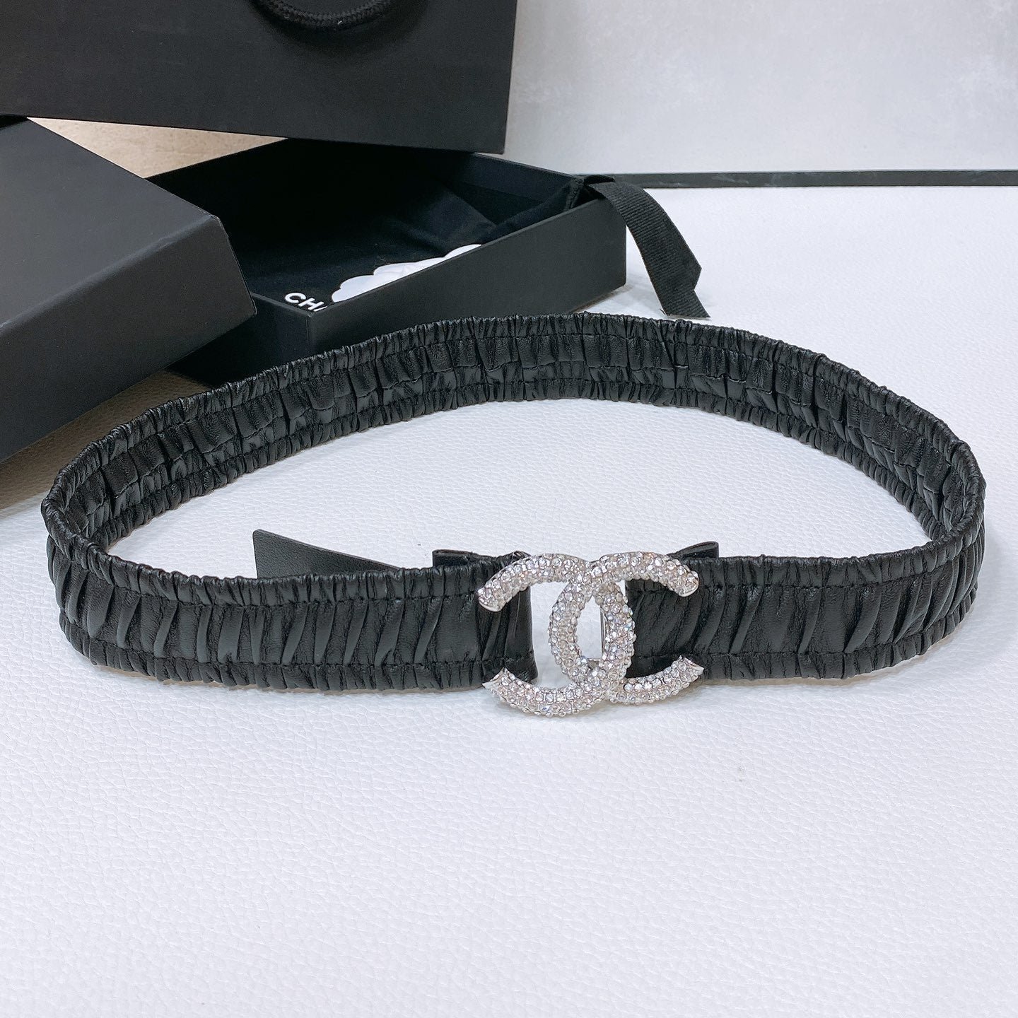 Chanel Ruched Crystal Belt
