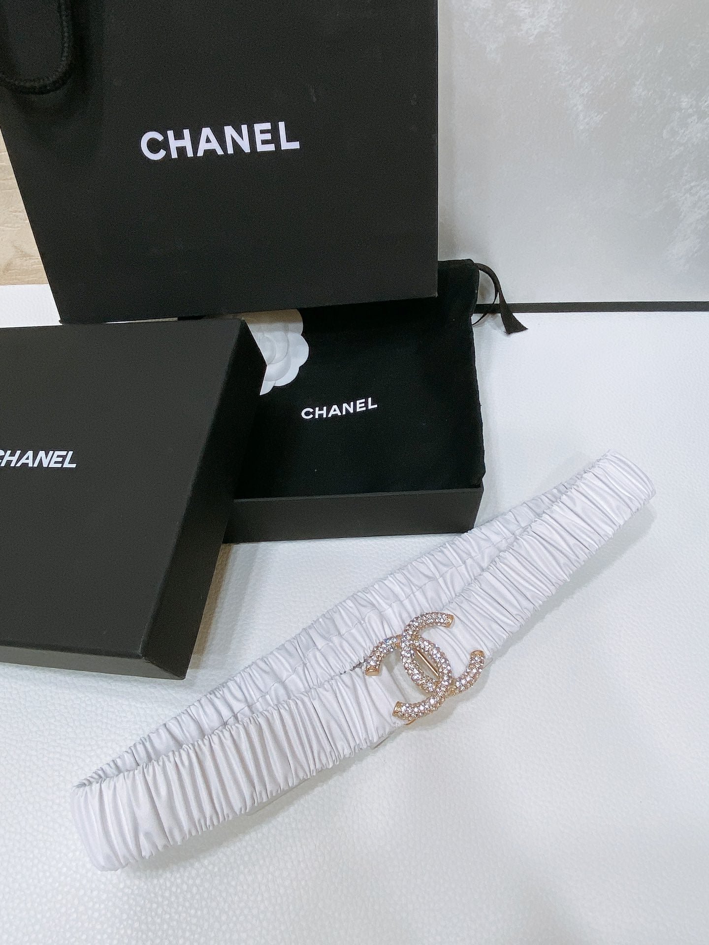 Alternative view of Chanel White Ruched Gold Belt