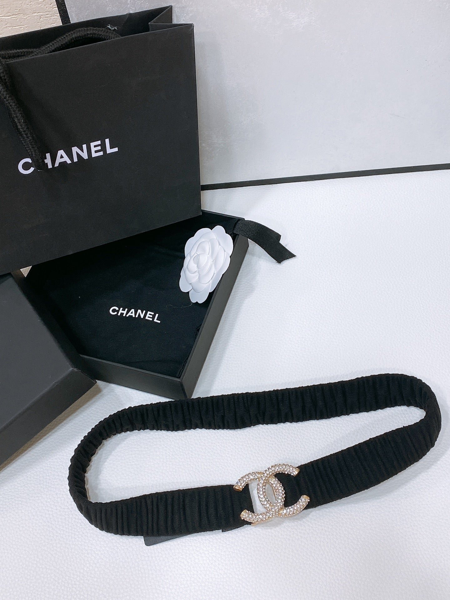 Alternative view of Chanel Black Ruched Gold Belt