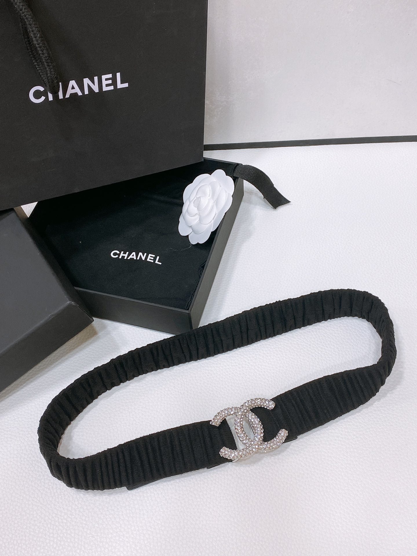 Alternative view of Chanel Black Ruched Silver Belt