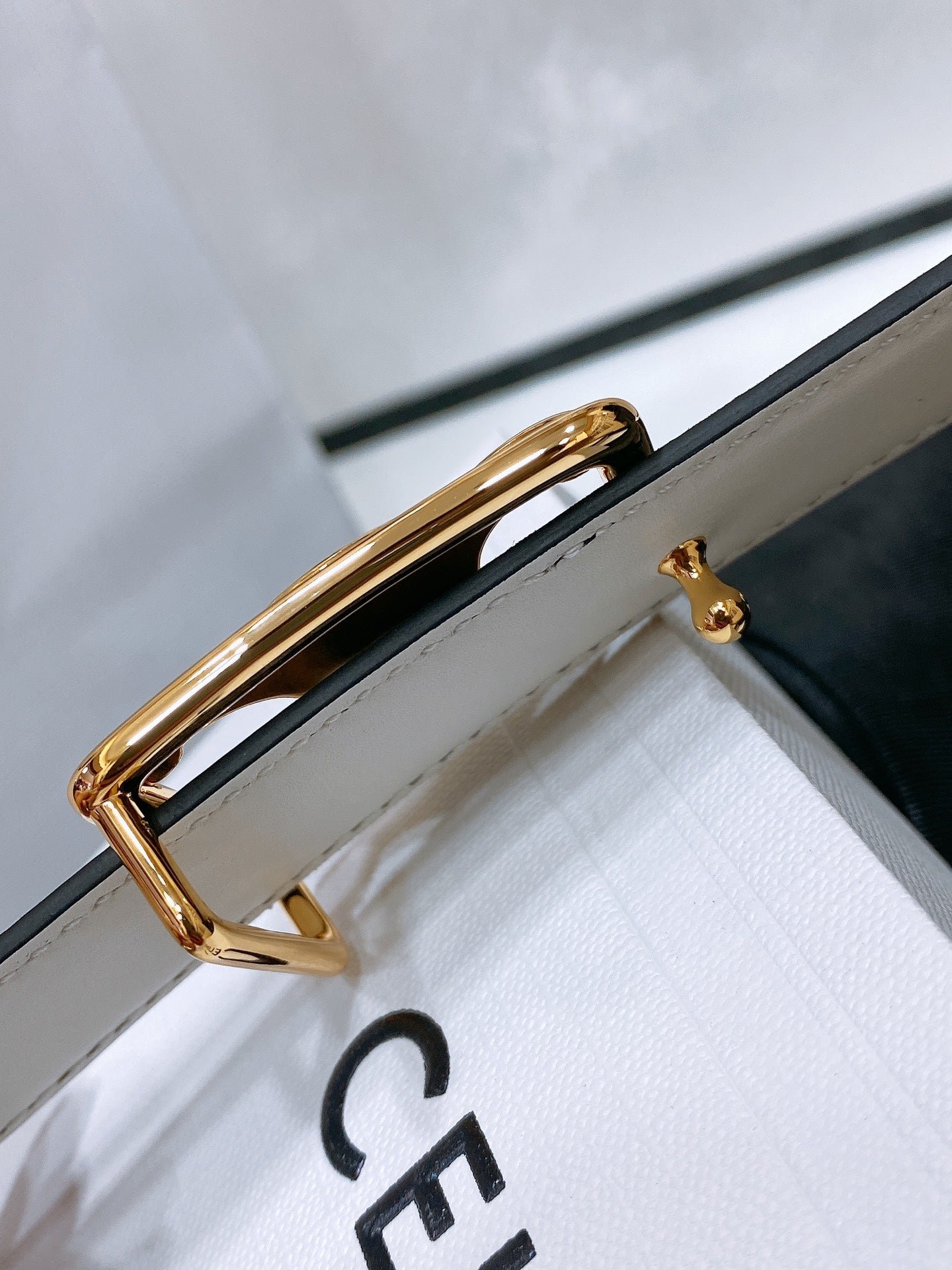 CELINE Black Patent Triomphe Belt - Image 5