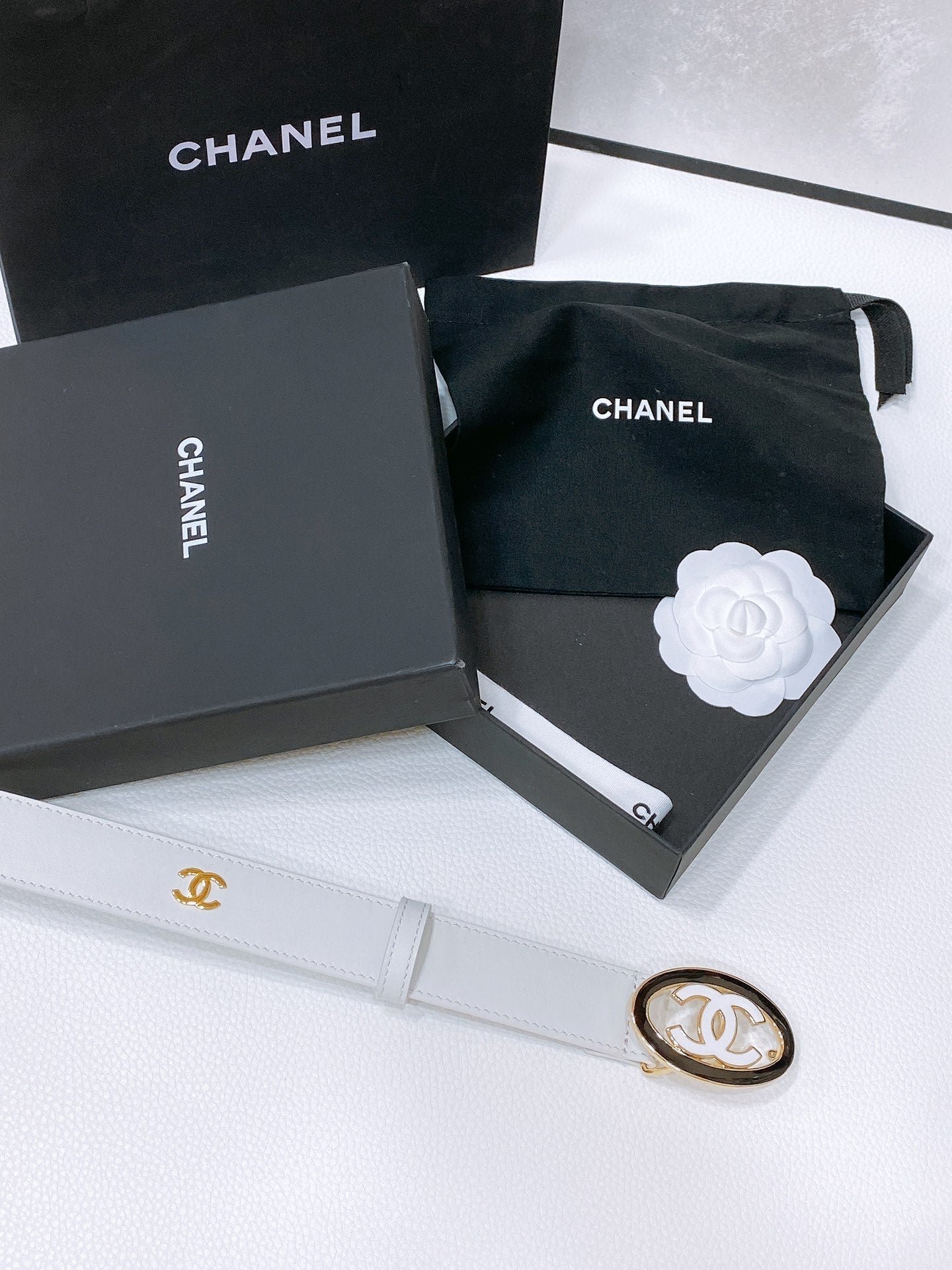 Chanel White Oval Enamel Belt - Image 5