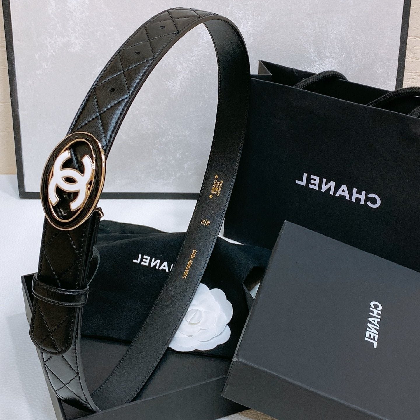 Chanel Quilted Oval Gold Belt