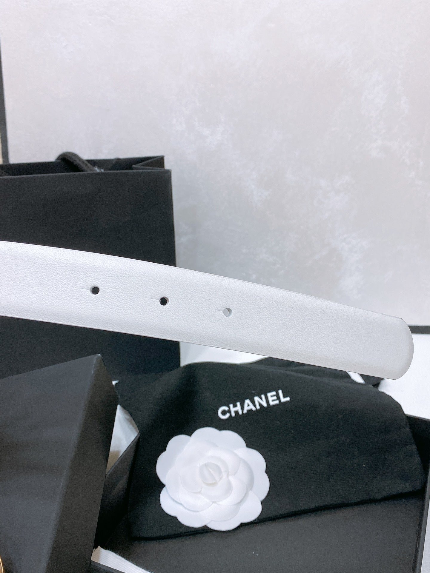 Chanel Cream Plain Oval Gold Belt - Image 4