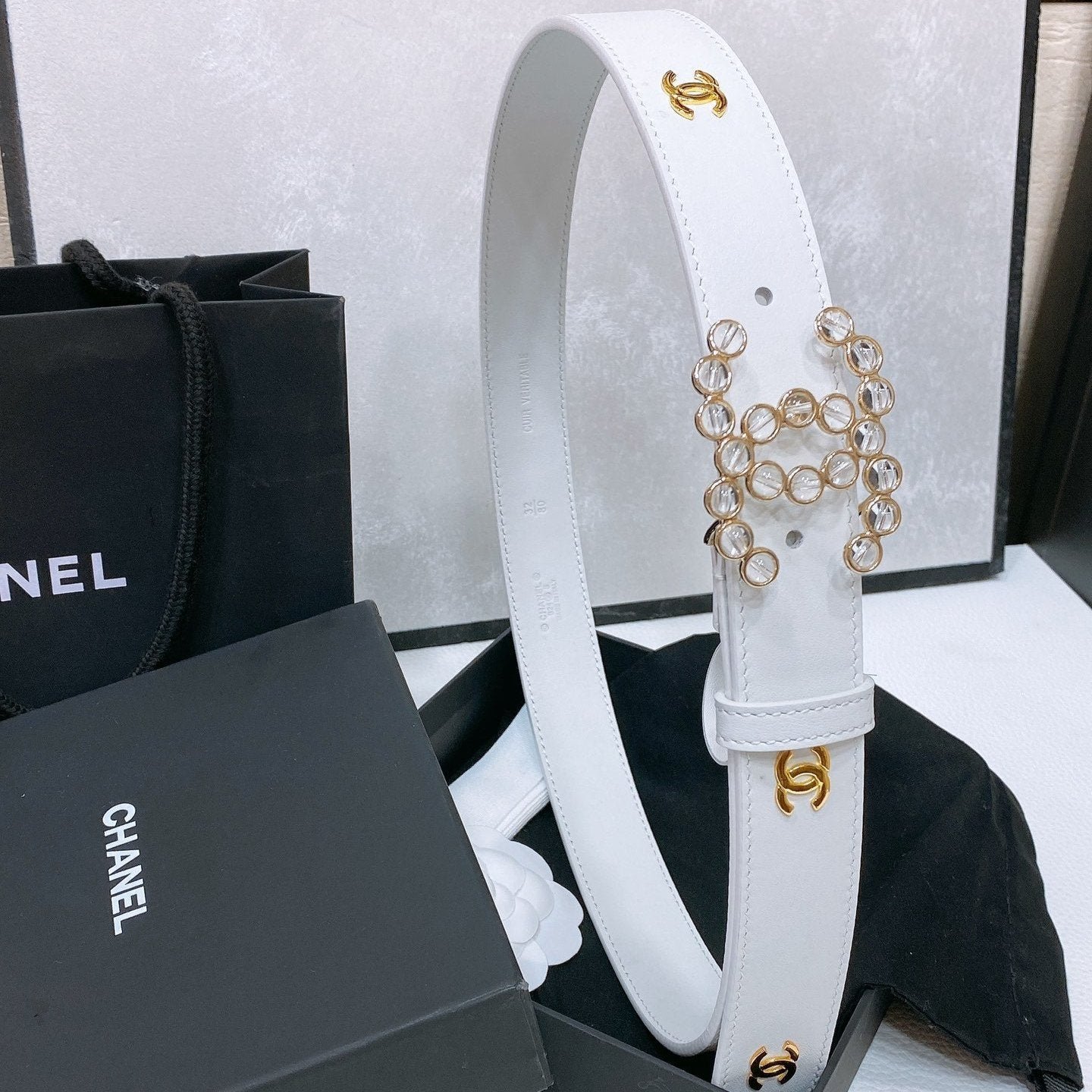 Chanel Logo Crystal Waistband
