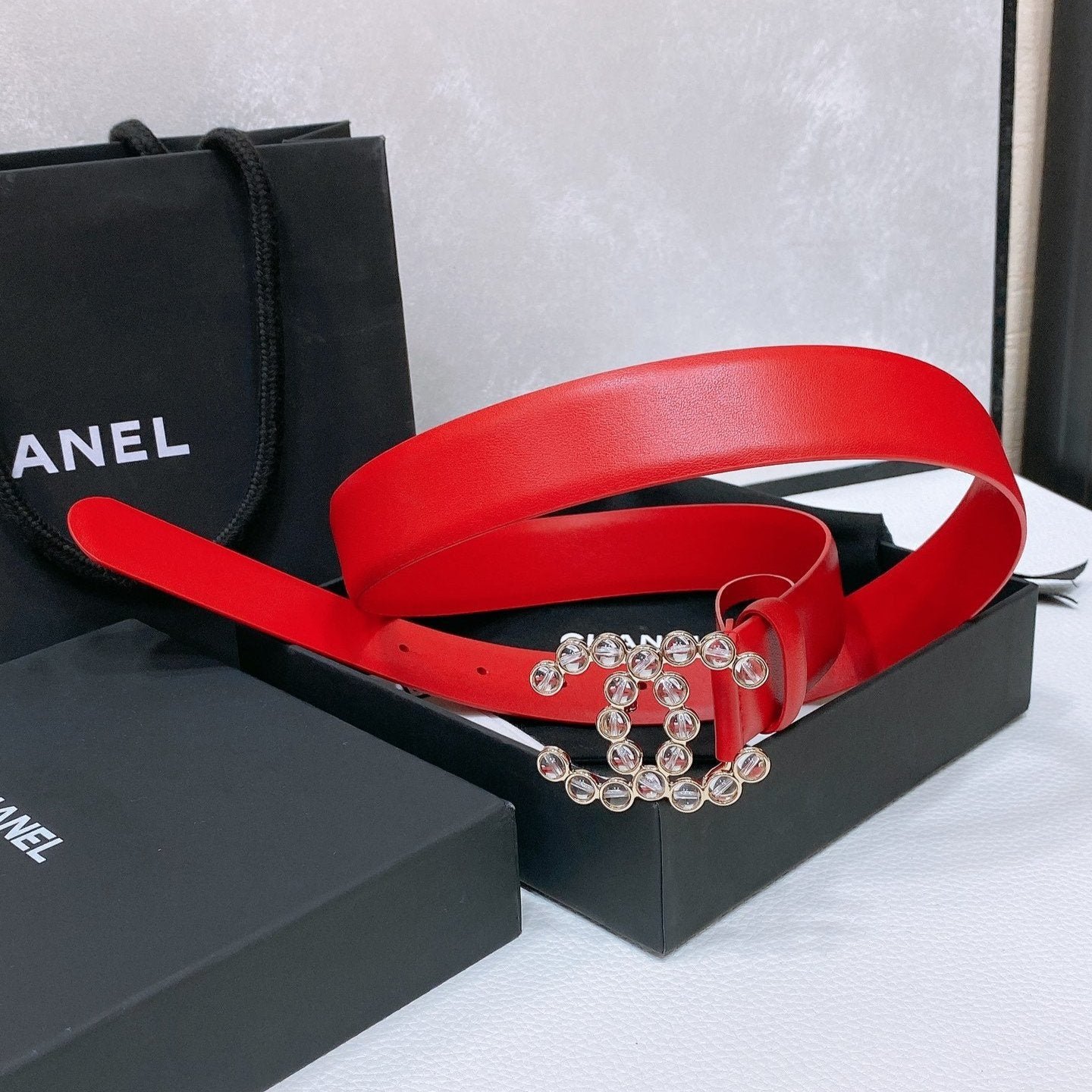 Chanel Crystal Red Belt