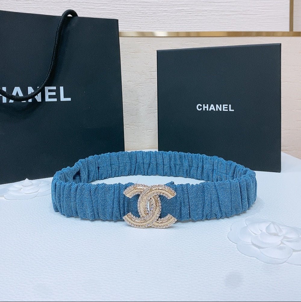Chanel Ruched Denim Belt