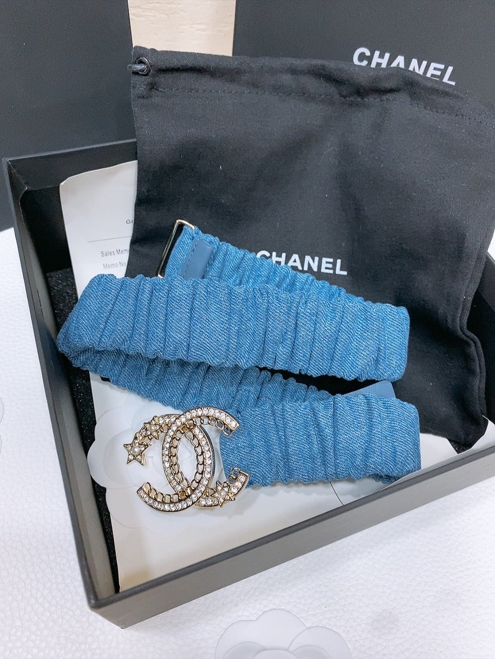 Chanel Ruched Denim Belt - Image 3