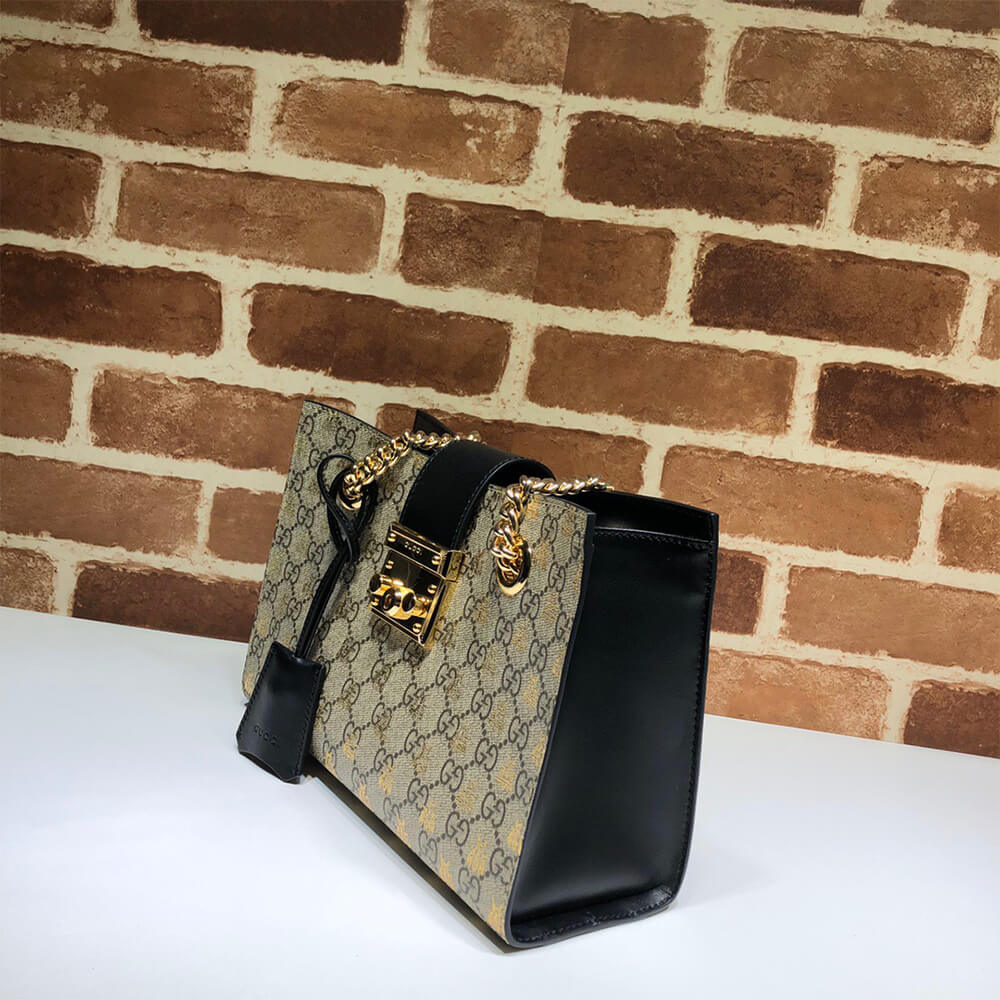 Alternative view of GG Padlock small GG bees shoulder bag