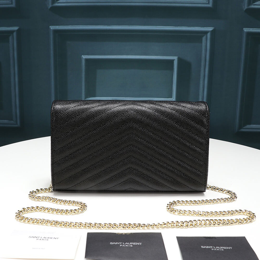Alternative view of Saint Laurent Chain-strap YSL-plaque grained-leather wallet