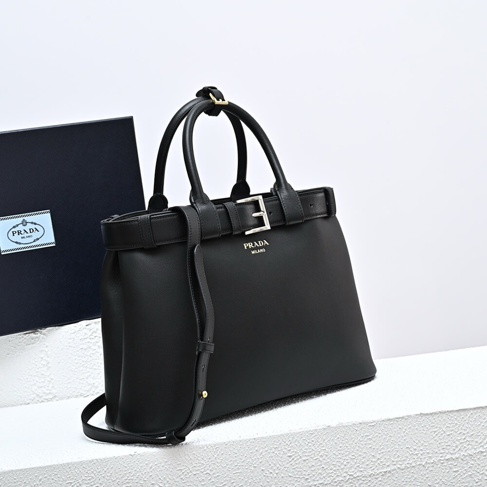 Alternative view of Prada Buckle medium leather handbag with double belt(high-end grade)