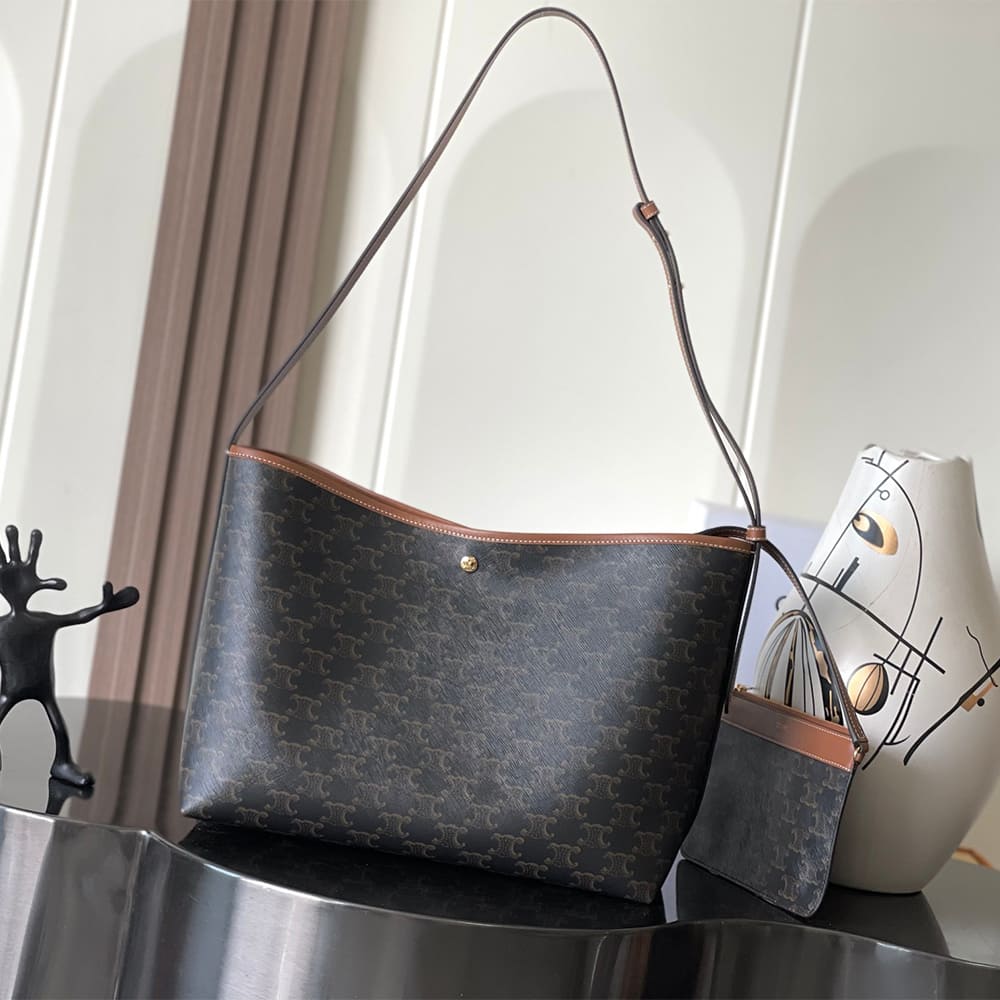 Celine SOFT SHOPPER BAG IN Triomphe Canvas and Calfskin - Image 8