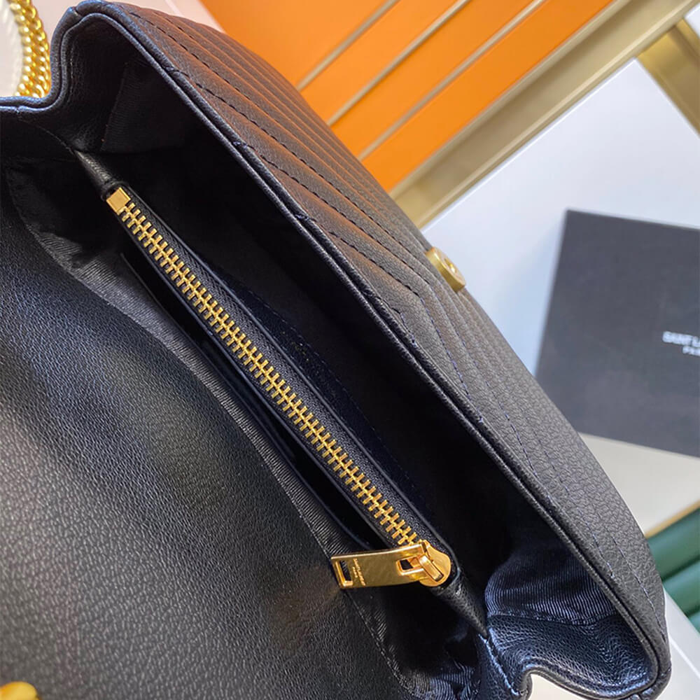 Alternative view of Saint Laurent College quilted-leather satchel bag