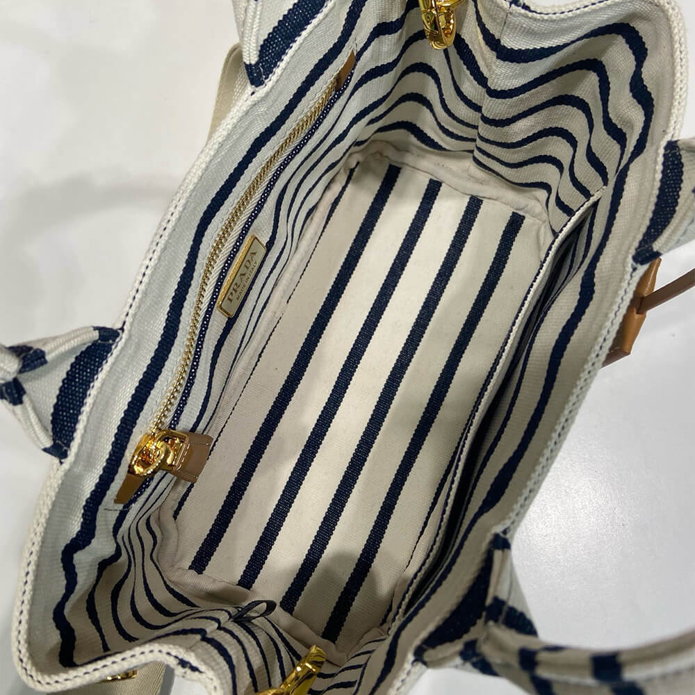 Alternative view of Prada Jardinière striped cotton canvas mini-bag