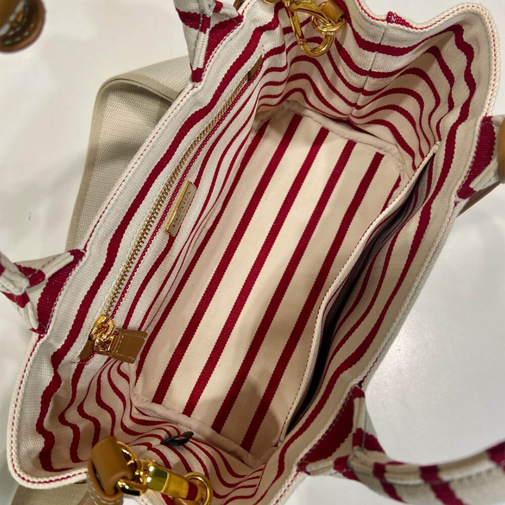 Alternative view of Prada Jardinière striped cotton canvas mini-bag