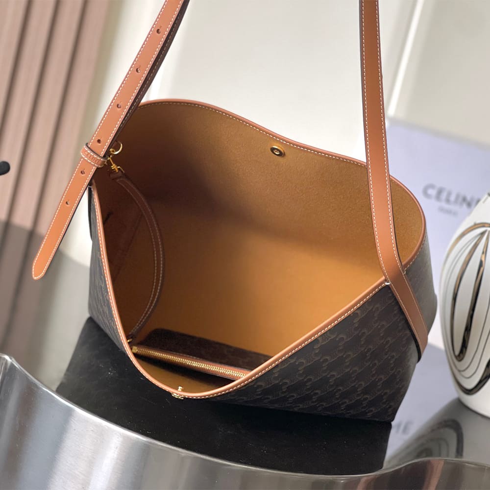 Celine SOFT SHOPPER BAG IN Triomphe Canvas and Calfskin - Image 3